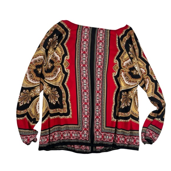 New York And Company 7th Avenue Design Studio Women Printed Blouse XL Black/Red - Picture 2 of 6